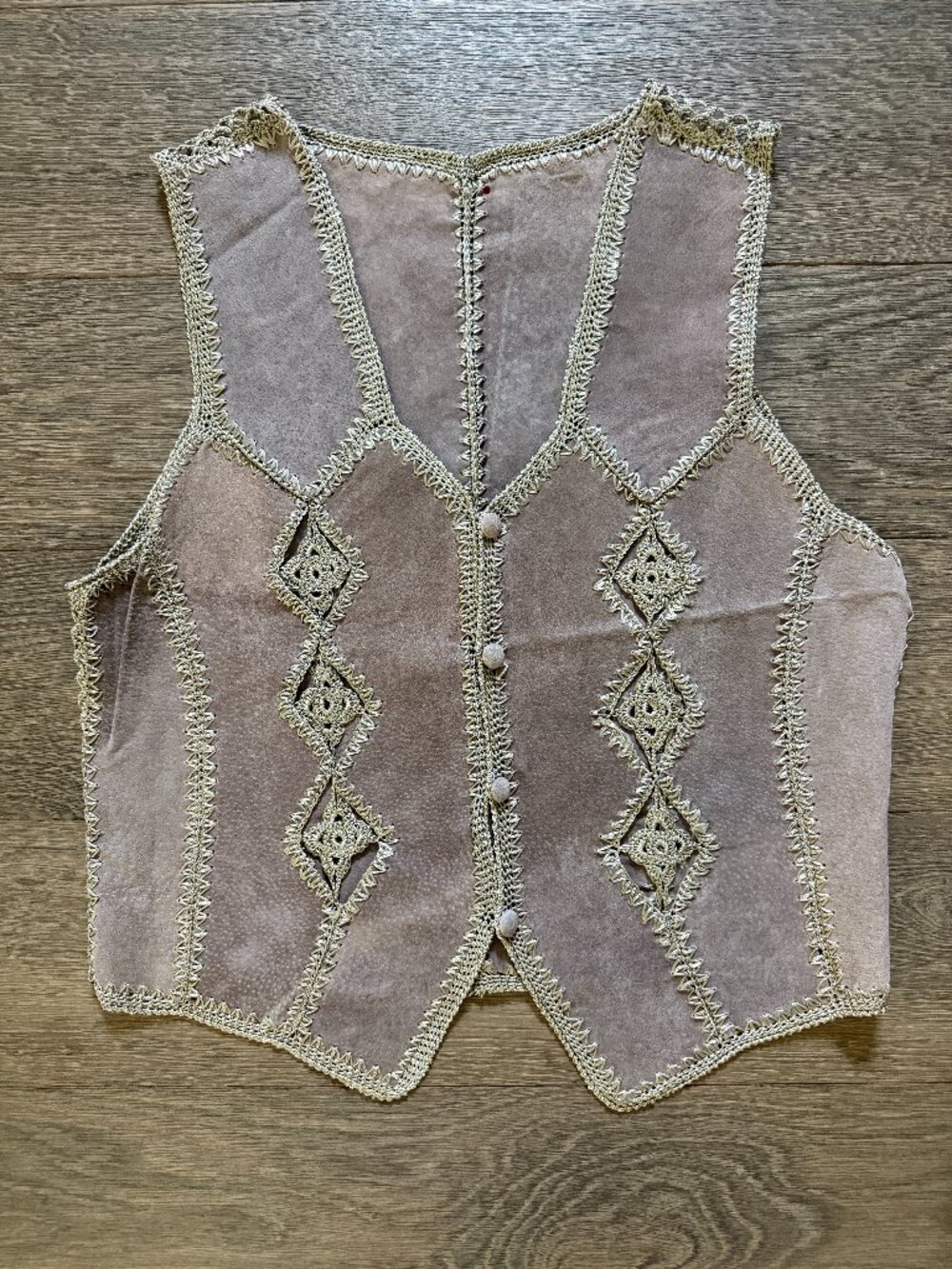 Vintage Grey Suede Knit Festival Vest Fall Boho